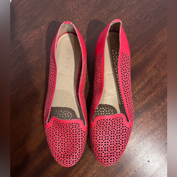 J. Crew Cleo Leather Perforated Leather Loafer - Coral - Picture 7 of 10